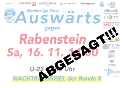 ABGESAGT!!! Nachtragsspiel AUSWÄRTS gegen Rabenstein 